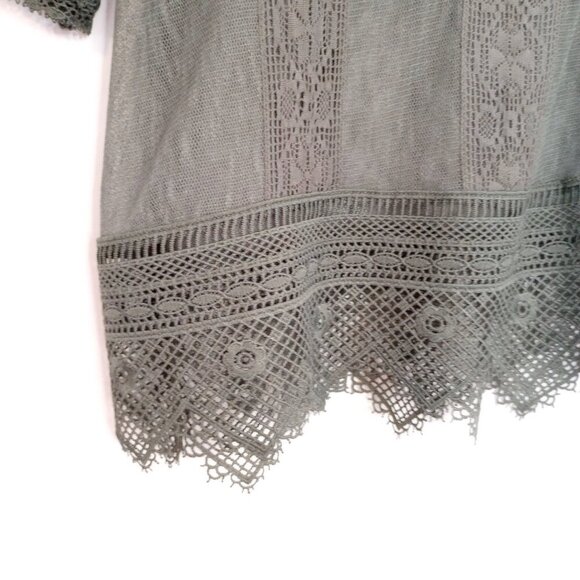 Anthropologie Blue Tassel Mattie Grey Lace Sheer Top - Picture 4 of 9